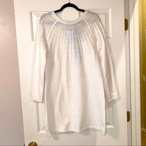 NWOT Super cute and cozy white dress with suede bow detail